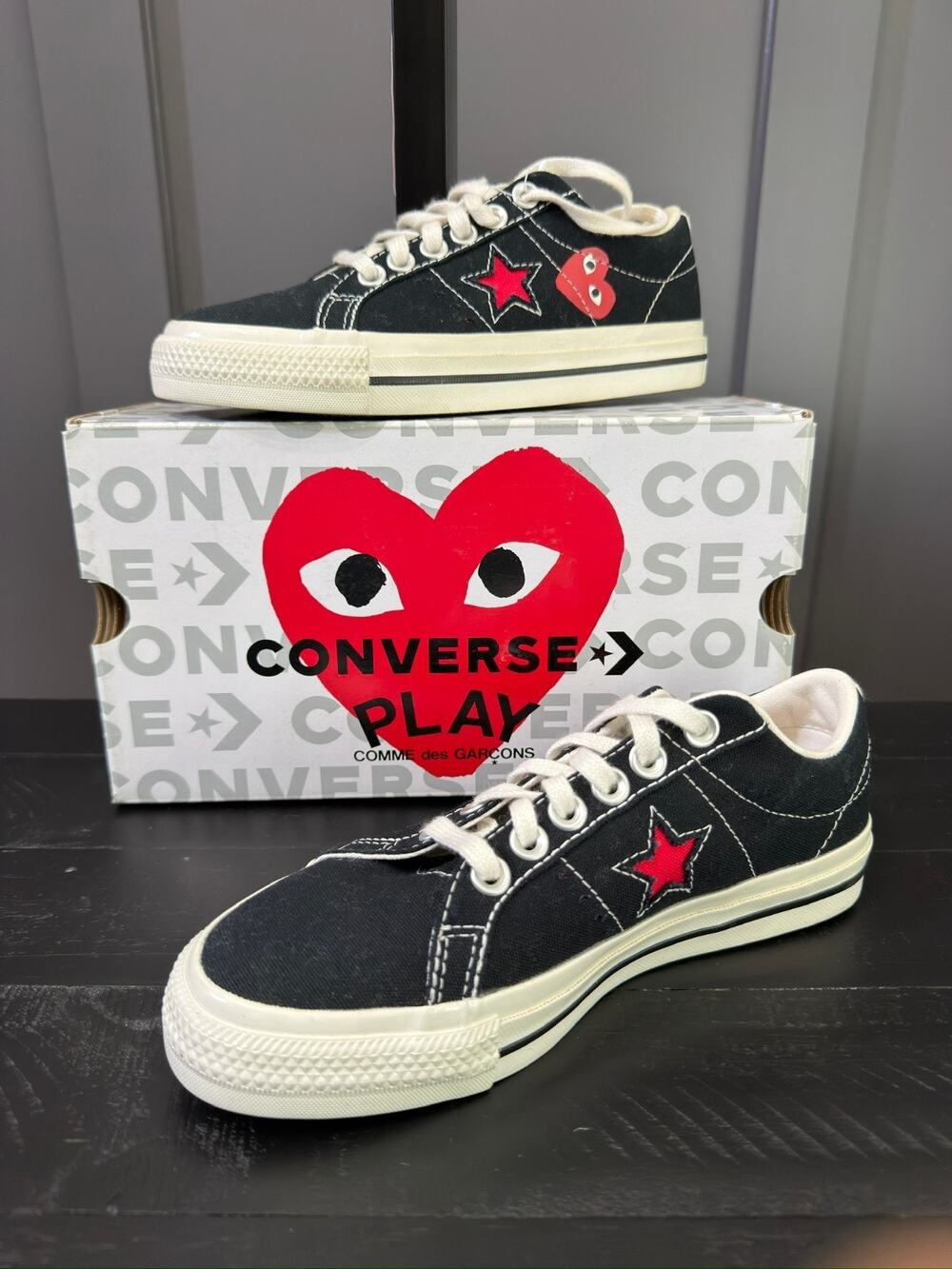 NWT Comme des Garçons Play x Converse One Star, Size 5M/6.5W, $140 MSRP